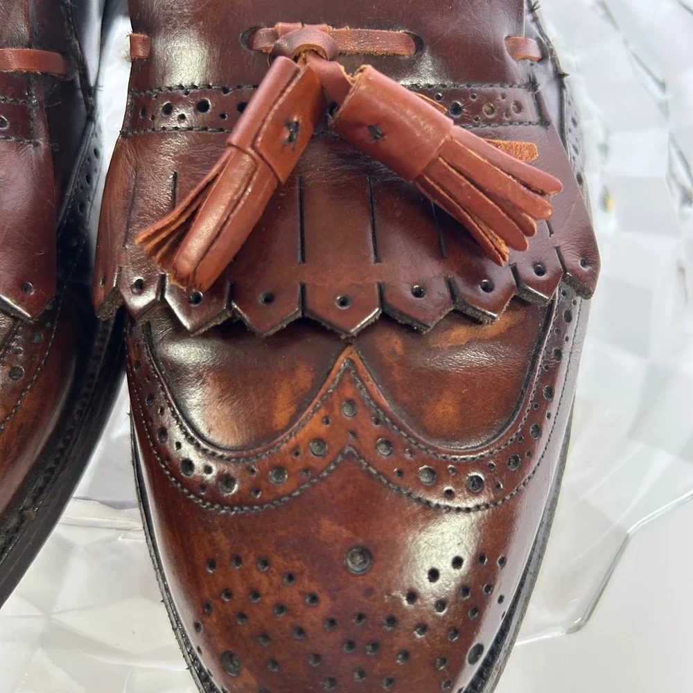 Johnston & Murp Wingtip Tassel Loafers Brown Leather Dress Shoes Mens Size 8.5 D